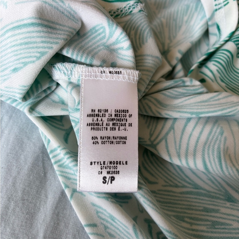 Guess Teal Leaf Print Long Sleeve Dress - Picture 11 of 11